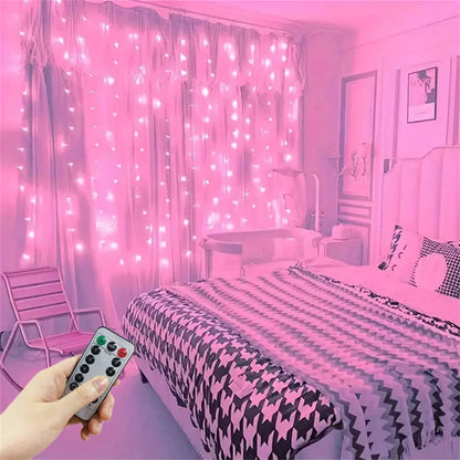 3/6M USB LED Curtain 8Modes Remote Control Lights Holiday Wedding Garland for Bedroom Living Room Decor Ramadan Decorations