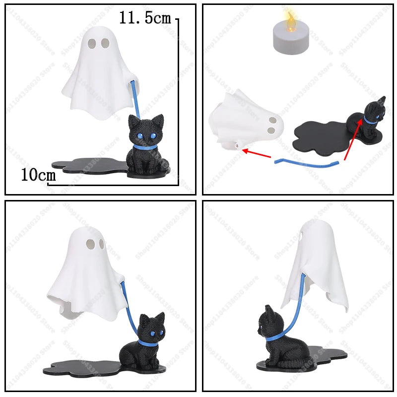 Cute Ghost LED Night Light with Dog Figure for Halloween Decor