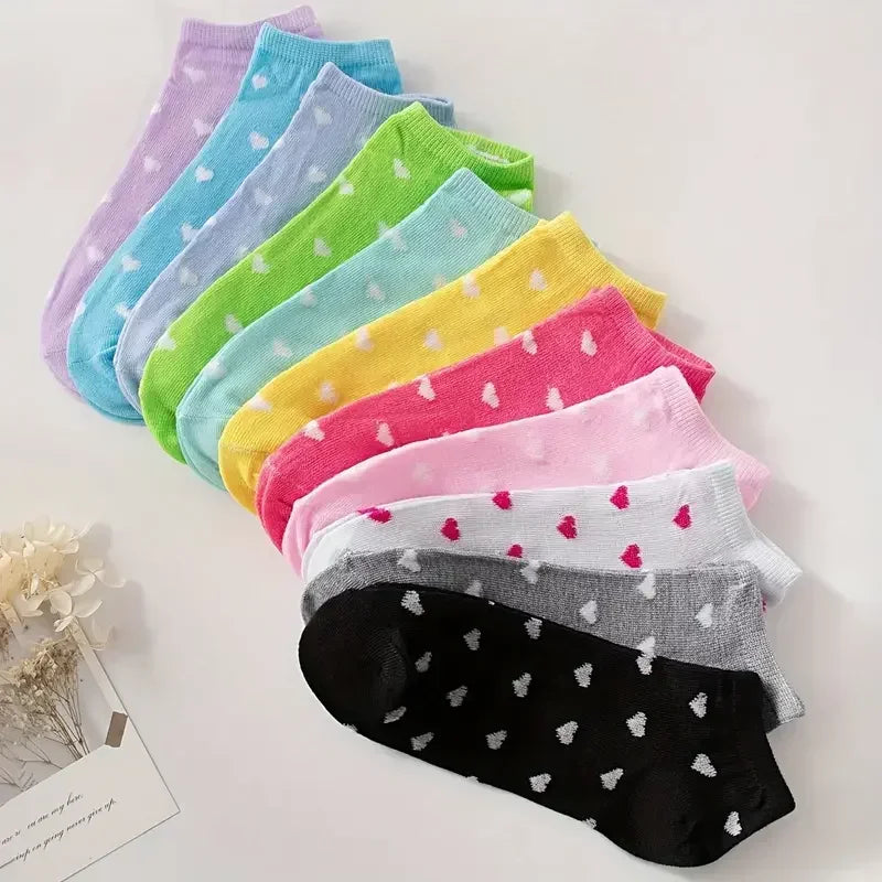 Women's Ankle Socks, Heart Print Low Cut Socks