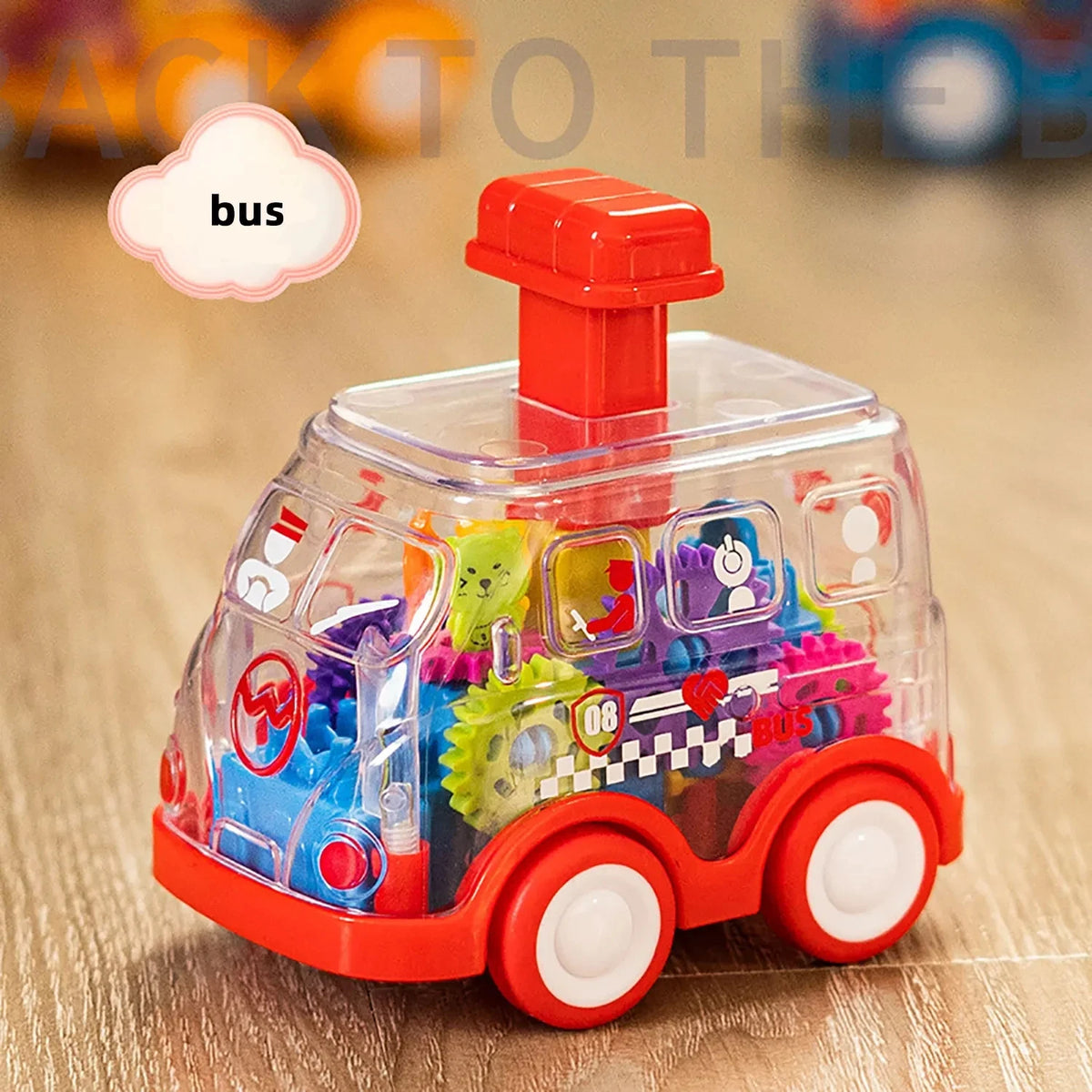 Transparent Gear Car Toy – Pull Back Inertia Car for Kids