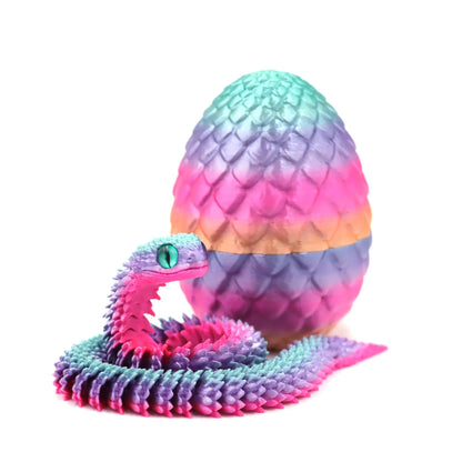 3D Printed Snake Toy – Movable Figure with Egg Ornament