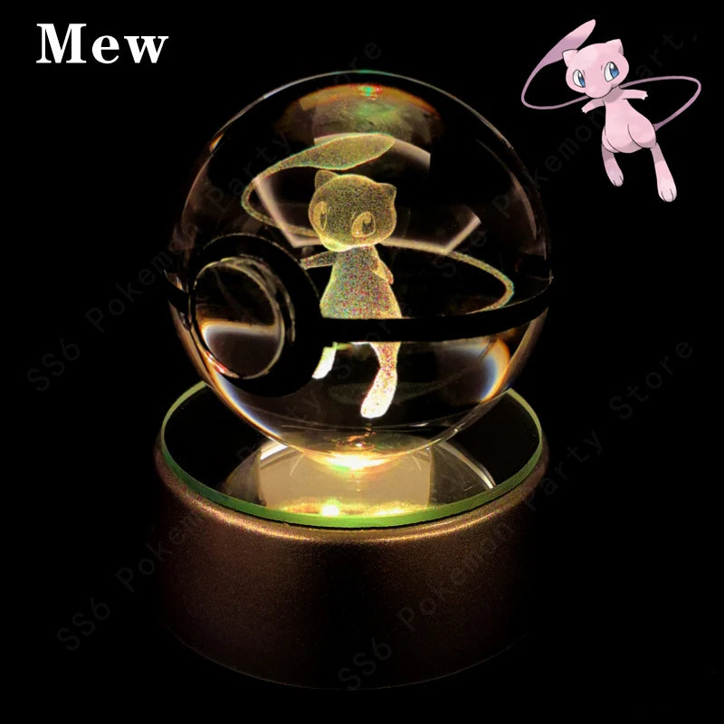 3D Crystal Ball Night Light – LED Glass Lamp with Colorful Base