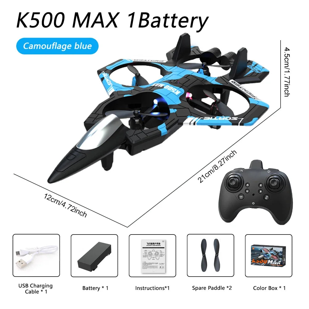 K500 MAX RC Plane – 2.4GHz Foam Stunt Glider with LED Lights