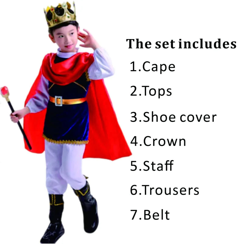 Medieval King Costume Royal Prince Outfit Set – Halloween Dress Up