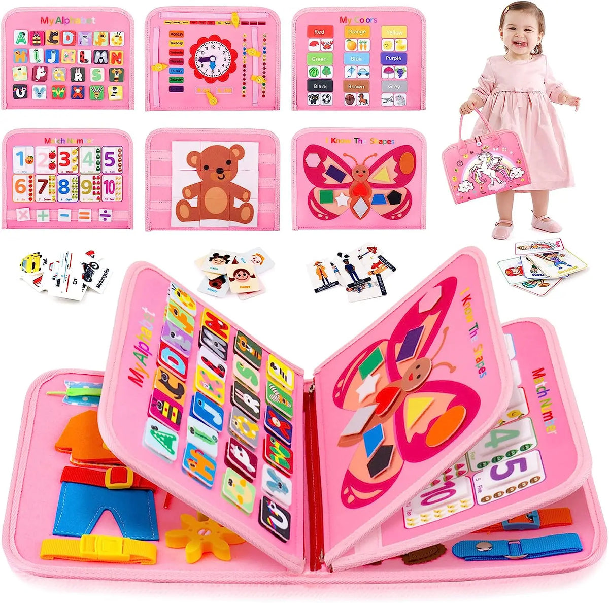Montessori Busy Board – Toddler Sensory Activity & Learning Toy