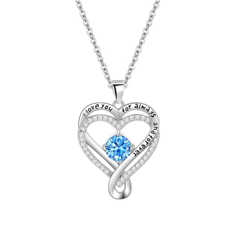 Heart Pendant Necklace, Hollow Heart Rhinestone Jewelry for Women