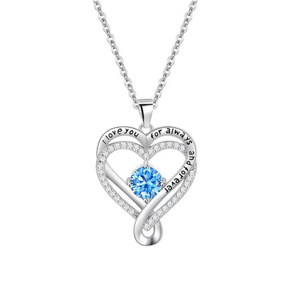 Heart Pendant Necklace, Hollow Heart Rhinestone Jewelry for Women