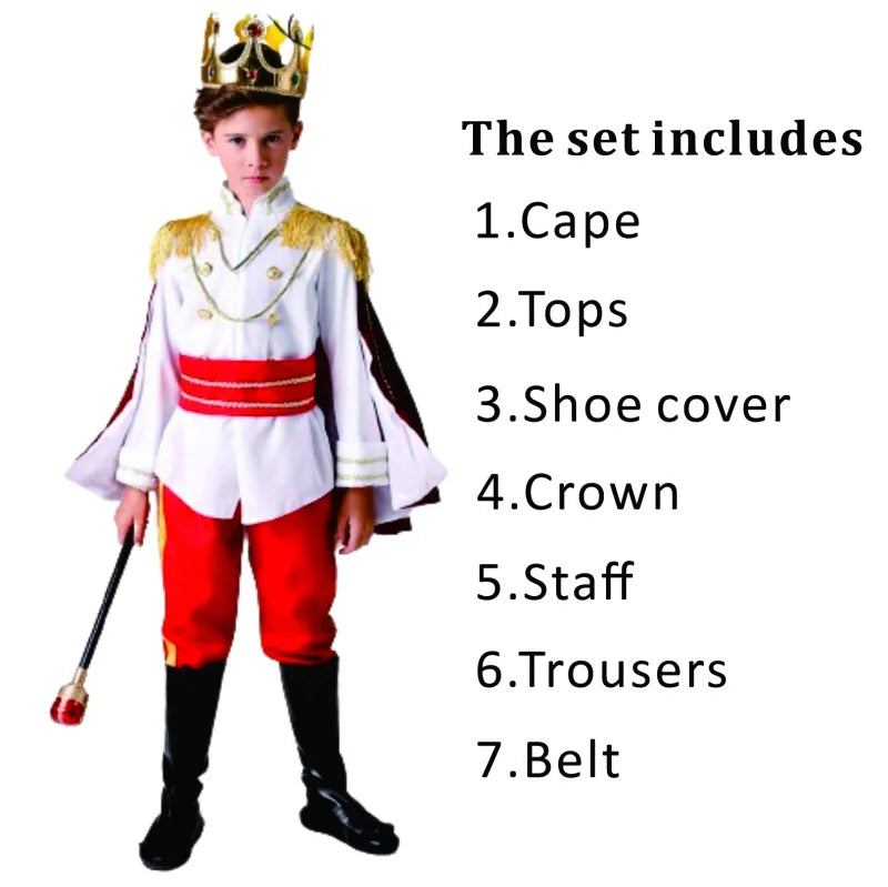 Medieval King Costume Royal Prince Outfit Set – Halloween Dress Up