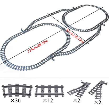 Train Track Building Blocks DIY Railroad Set for Kids &amp; Adults