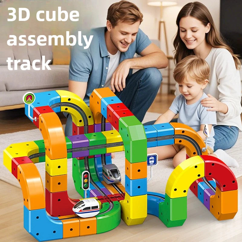 Electric Train Building Blocks with Magnetic Track for Kids