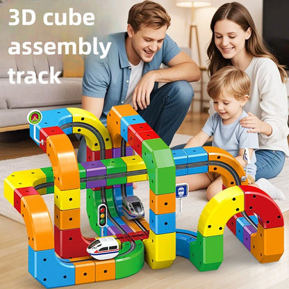 Electric Train Building Blocks with Magnetic Track for Kids
