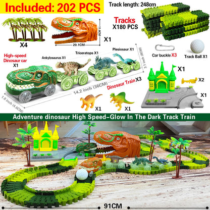 Dinosaur Race Track Toy Set – Flexible Track and Racing Car