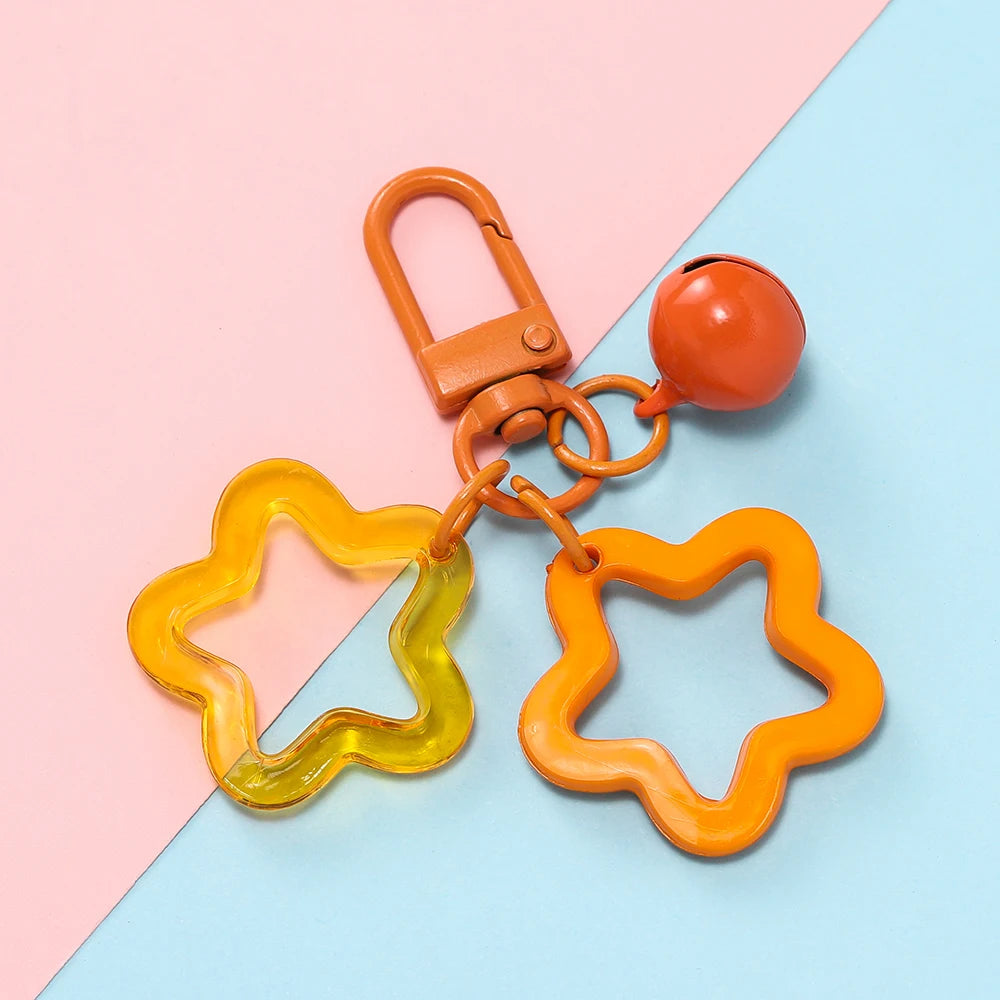 Star Keychain with Bell & Colorful Acrylic Beads