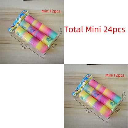 24PCS Rainbow Magic Springs Circle Toys Kids Birthday Party Favors Guests Giveaway Small Gifts Pinata Fillers Flexible Funny Toy