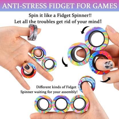 Magnetic Fidget Rings – 3-Piece Spinner Set for Stress Relief