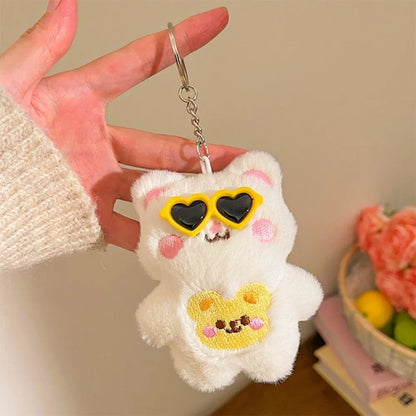 Plush Cat Keychain – Multicolor Couple Bag Charm