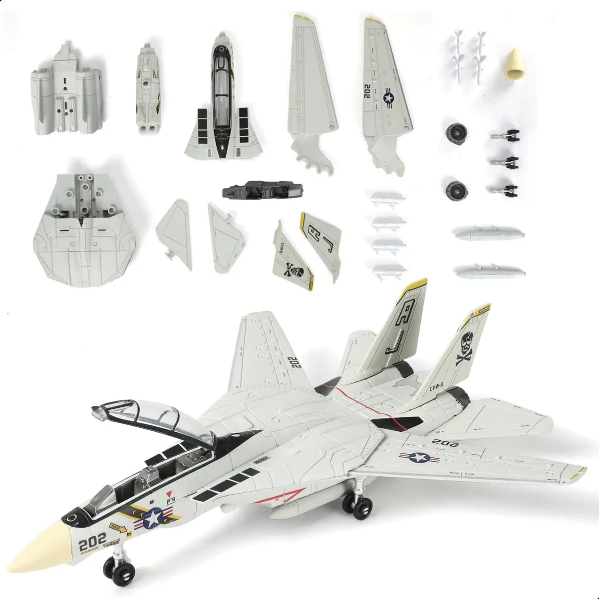 1:72 Scale Fighter Jet Model Kit with Display Stand
