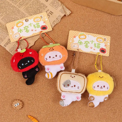Plush Cat Keychain – Multicolor Couple Bag Charm