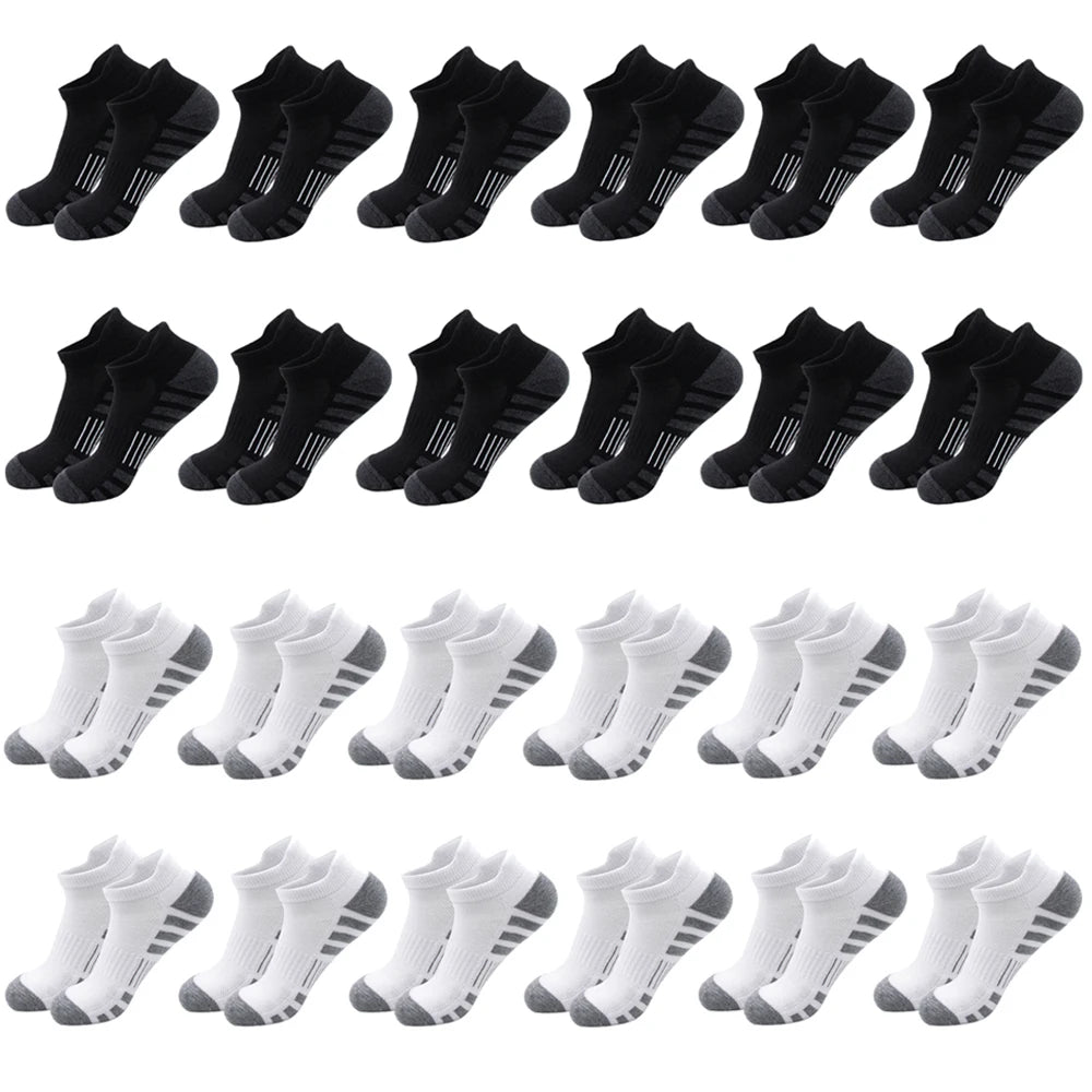 6/24Pairs Ankle Athletic Running Socks Cushioned Breathable Low Cut Sports Tab Socks For Men And Women