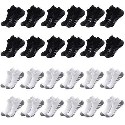 6/24Pairs Ankle Athletic Running Socks Cushioned Breathable Low Cut Sports Tab Socks For Men And Women
