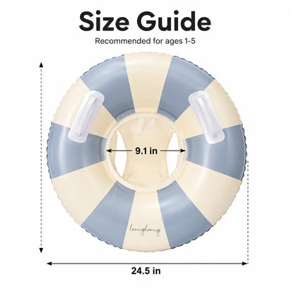 Baby Swim Ring Inflatable Summer Pool Float Seat with Canopy Sunshade Handles Cartoon Swimming Ring for Boys Girls Toddler 40lbs