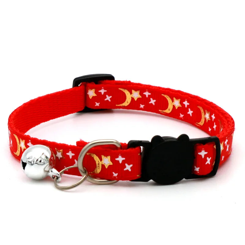 Cat Collar With Bell – Adjustable Breakaway Star Moon Collar