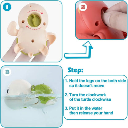 Baby Bath Toys – 3PCS Swimming Turtle Clockwork Water Play Set