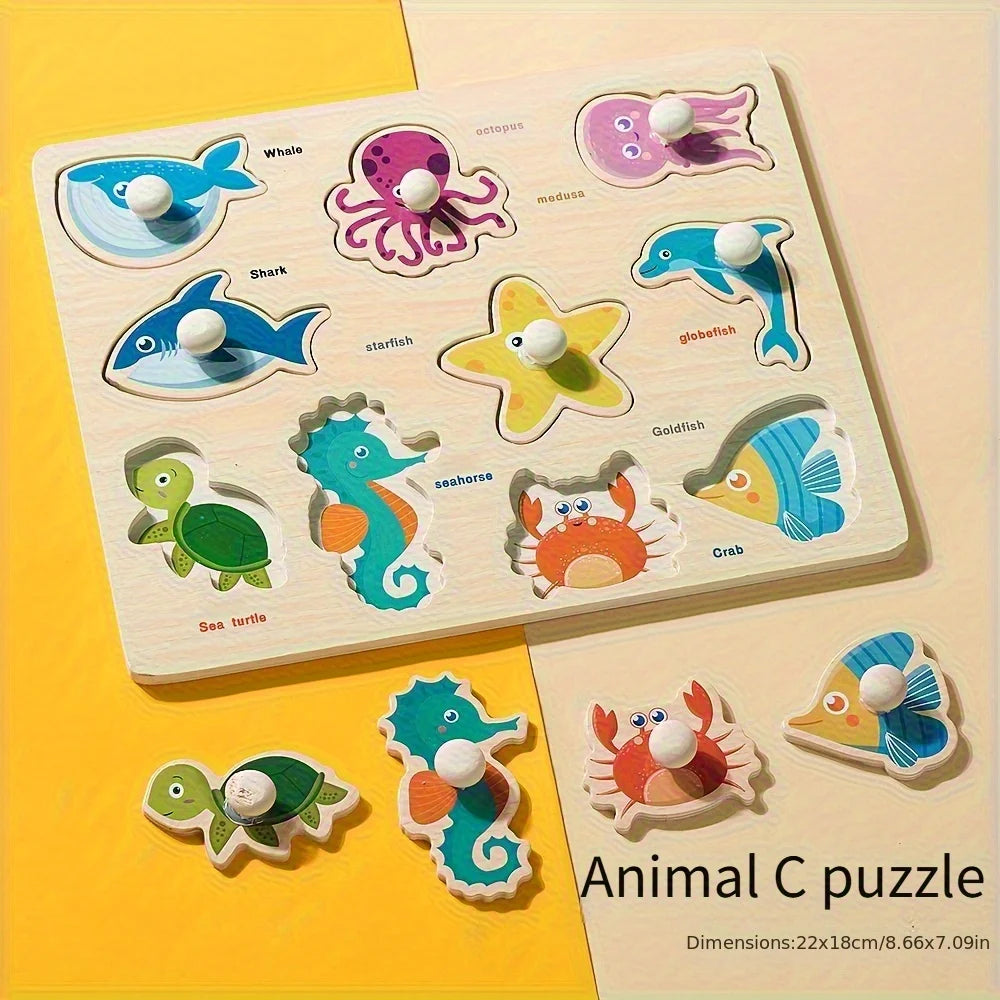 Wooden Shape Puzzle Board – Montessori Geometry Matching Toy