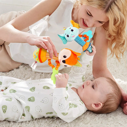Baby Rattle Toy Soft Plush Animal Sensory Rattle for Newborns
