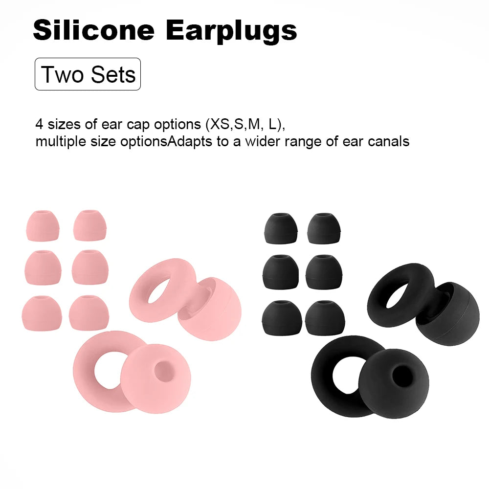 Quiet Ear Plugs for Noise Reduction – Super Soft, Reusable Hearing Protection for Sleep,Swim, Work 8 Ear Tips in XS/S/M/L