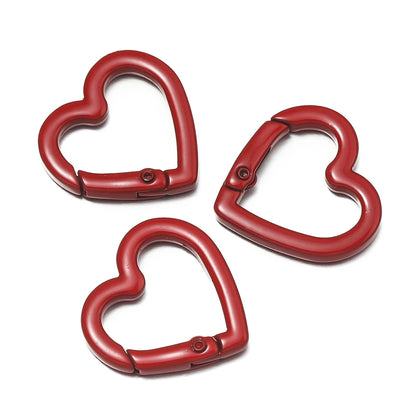 Heart Carabiner Clips, Metal Spring Clasp Keychain Hooks 5pcs