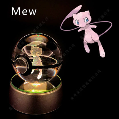 3D Crystal Ball Night Light – LED Glass Lamp with Colorful Base