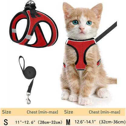 Cat Harness and Leash – Adjustable Reflective Soft Mesh Vest