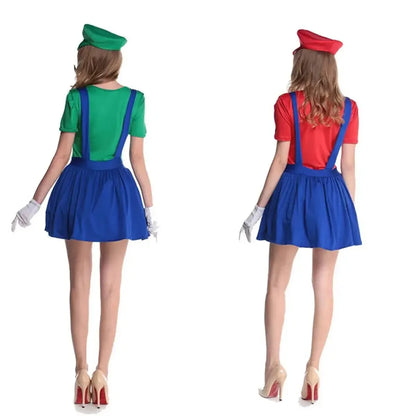 Green Plumber Costume Adult Unisex Set with Hat & Mustache