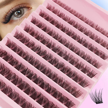 120Pcs Natural Eyelash Cluster Set, D Curl 8–16mm Mixed Length, Soft Band & Lightweight, Reusable False Eyelashes Cat Eye Effect