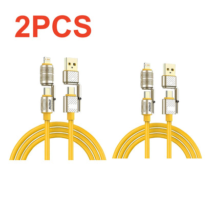 1/3PCS 240W 4-in-1 Fast Charging Data Cable Type-C To Type-C Zinc Alloy Cable For iPhone15/16p Samsung Huawei Xiaomi