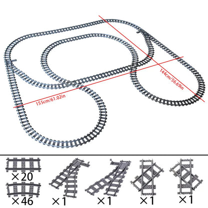 Train Track Building Blocks DIY Railroad Set for Kids &amp; Adults