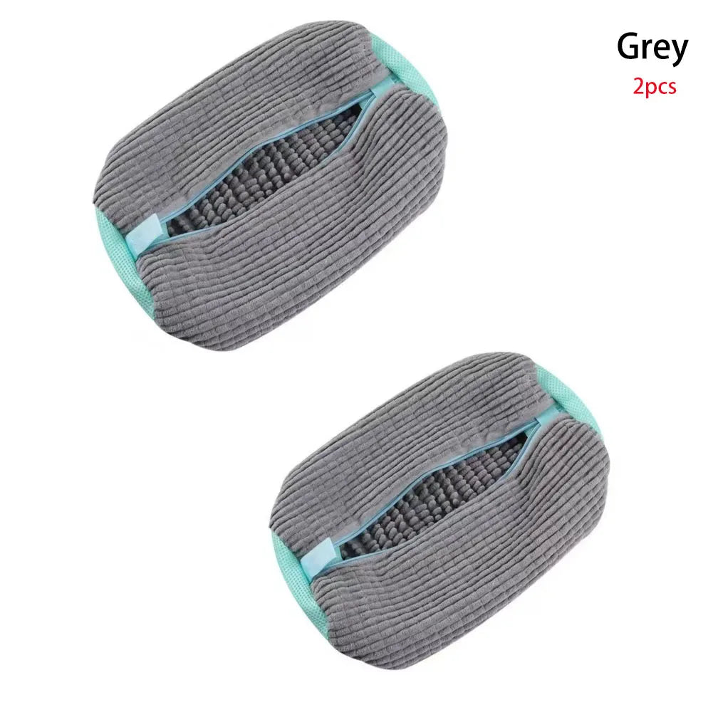 Fluffy Fiber 360 °   Surround Cleaning Shoe Washing Bag - Reusable Durable Machine-Washable Laundry Bag with Zipper Closure(1Pc)