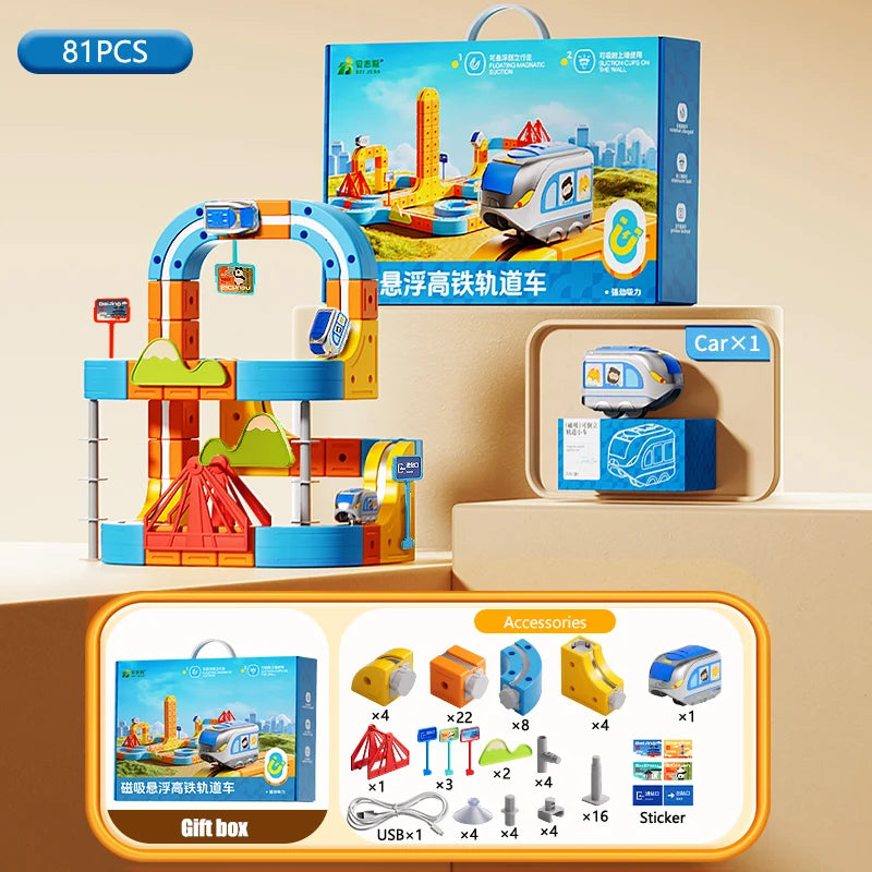 Magnetic Train Toy with DIY Track for Creative Play