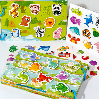 Dinosaur Fruit-Themed Busybook Quiet Book, with 5 Major Themes and Various Accessories, Designed for Children Aged 36 Months and Above, Covering Numbers, Letters, and Colors, with Clear and Easy-To-Understand English Instruct