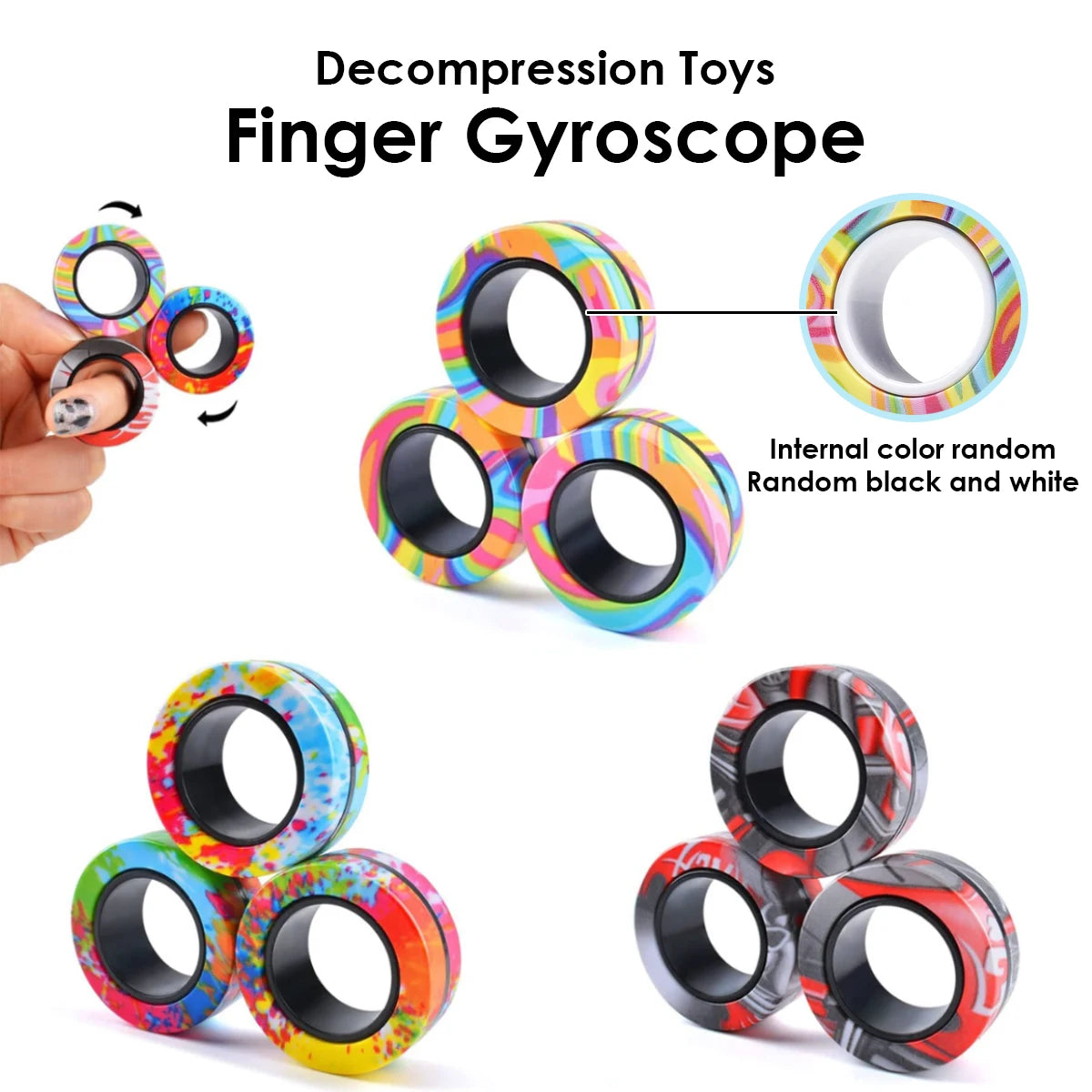 Magnetic Fidget Rings – 3-Piece Spinner Set for Stress Relief