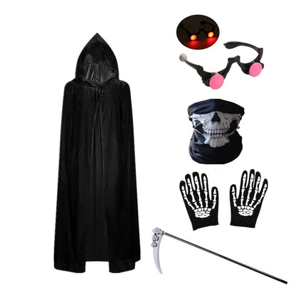 Grim Reaper Halloween Costume Kids Set with Mask & Gloves
