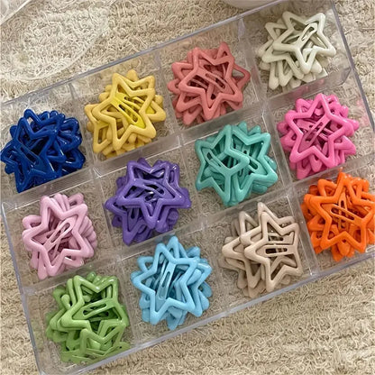 Star Hair Clips Set with Hollow-Out Alloy Design for Girls