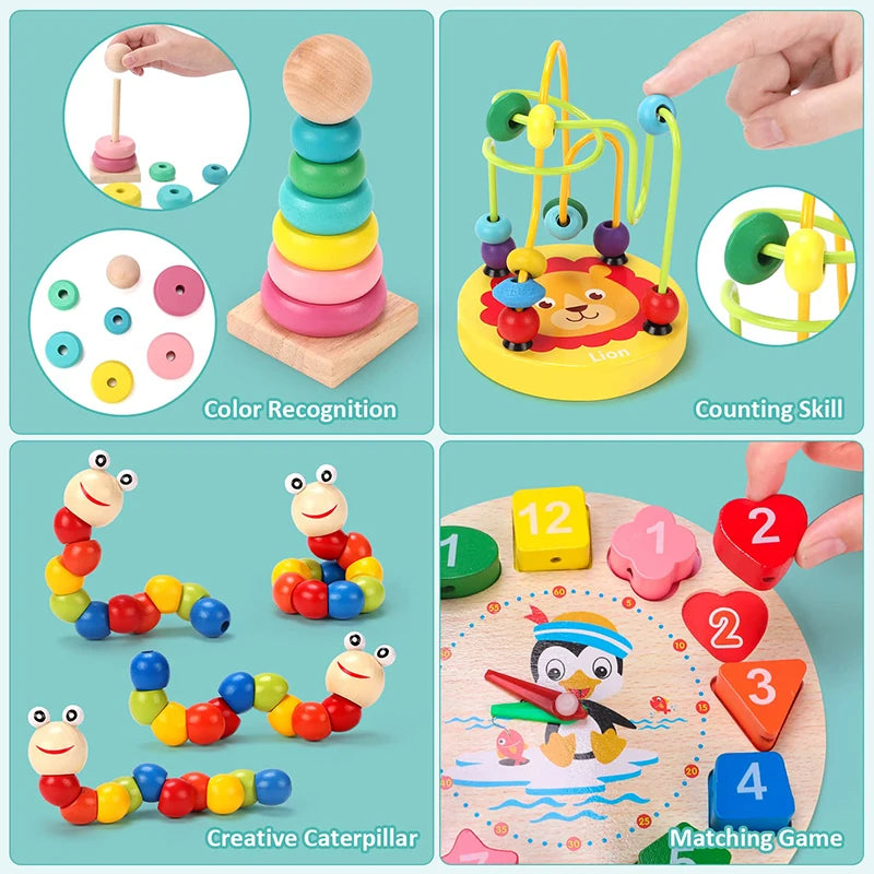 Montessori Wooden Toys – Educational Learning Set for Babies & Kids