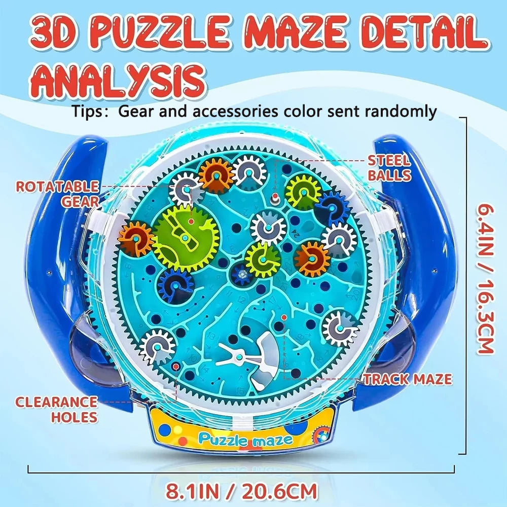 3D Puzzle Maze Toy – Transparent Rolling Ball Challenge for Kids