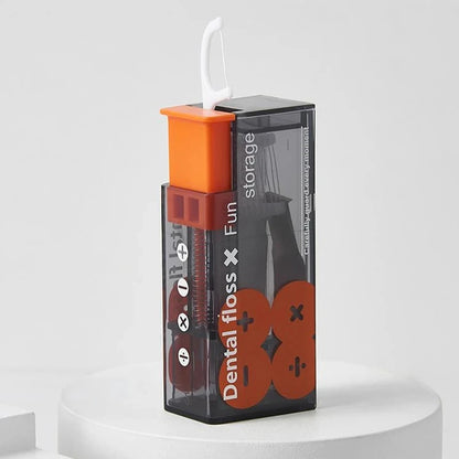 Portable Floss Dispenser Includes 10Pcs Floss Automatic Ejectable Floss Organiser Oral Care Press-on Disposable Flossing Sticks