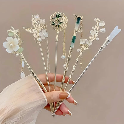 Chinese Hair Stick, Floral Tassel Hairpin for Women & Hairstyles