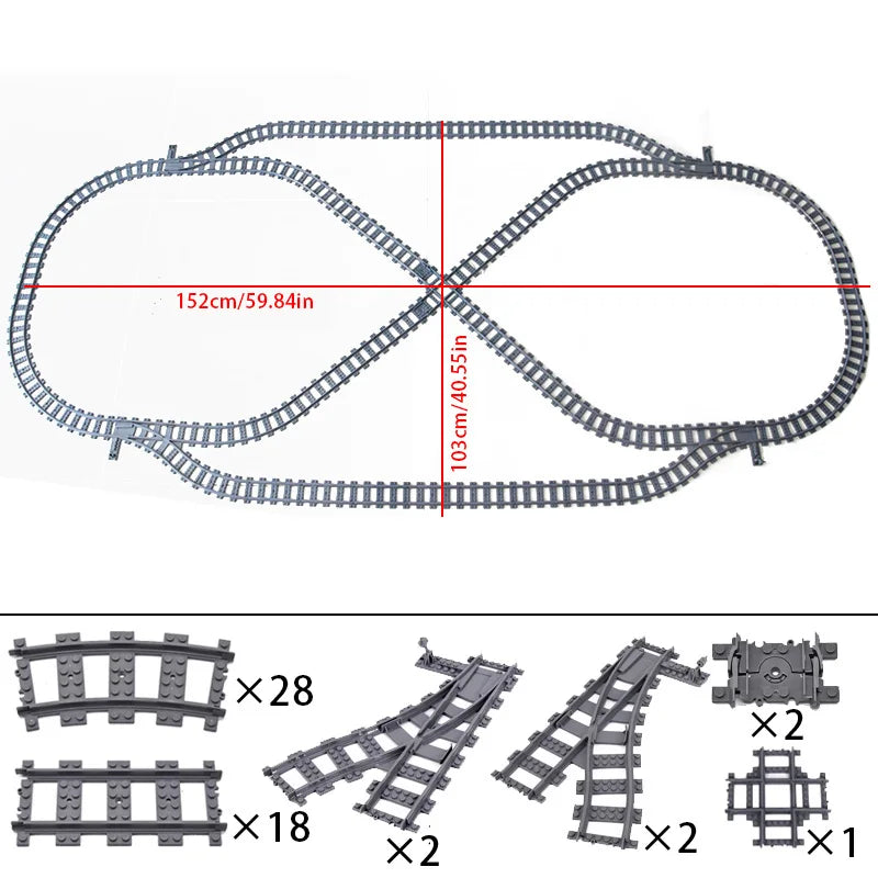 Train Track Building Blocks DIY Railroad Set for Kids &amp; Adults