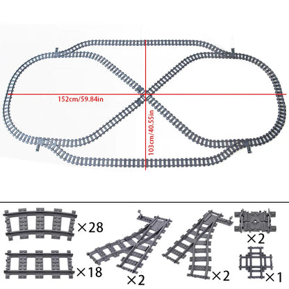 Train Track Building Blocks DIY Railroad Set for Kids &amp; Adults