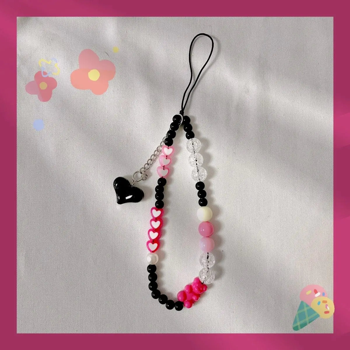 Phone Wrist Lanyard, Colorful Beaded Mobile Phone Strap